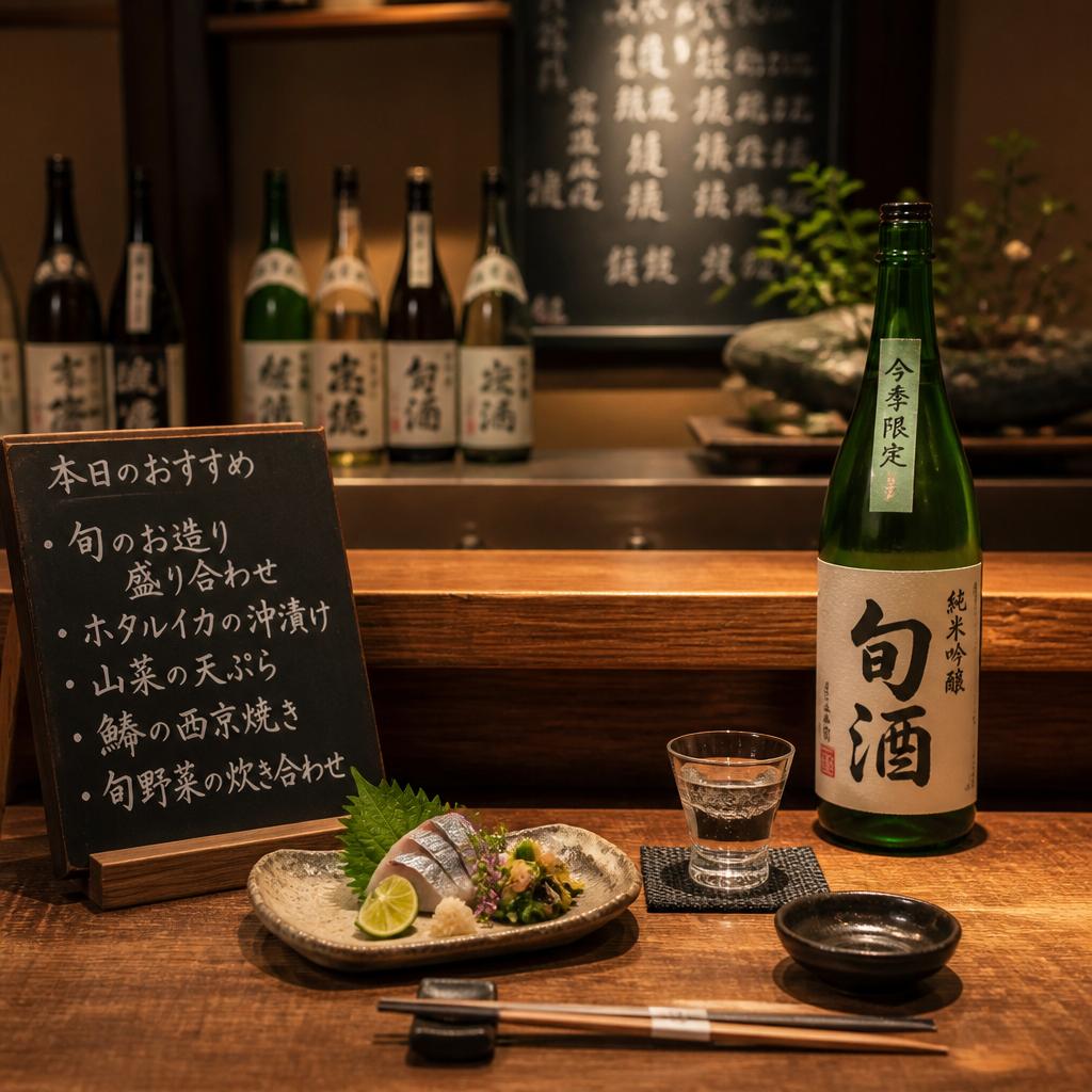 旬の地酒をカウンターで愉しむ。
