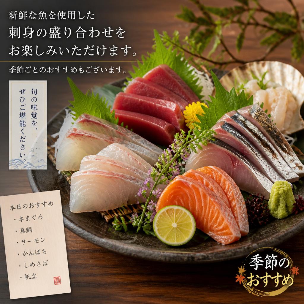 刺身の多彩なラインナップ