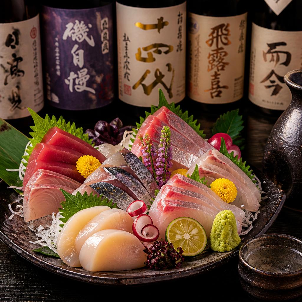 厳選された地酒と共に味わう贅沢な刺身